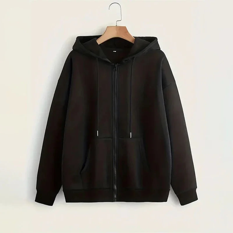 Women's Long Sleeve Zip Closure Breathable Lightweight Sweatshirts Perfect Autumn Hoodie Jackets in Casual Street Style