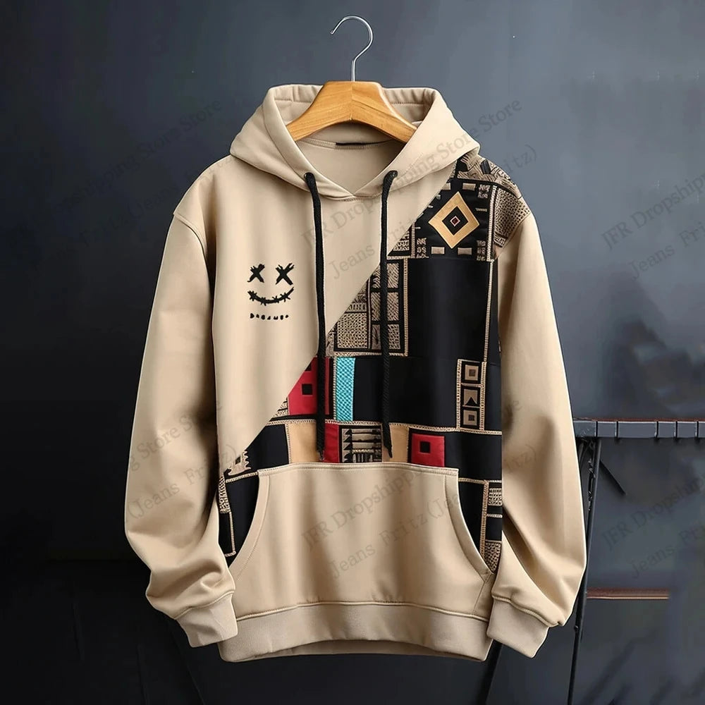 New Ethnic Geometric 3d Print Hoodie Men Women Fashion Gothic Patchwork Hoodie Sweatshirt Vintage Tracksuit Men Clothing Black