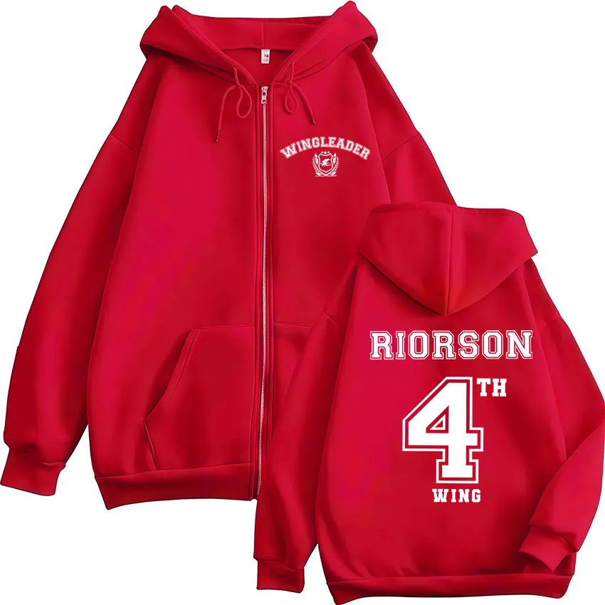 Wing Leader Xaden Riorson Zip Up Hoodie Basgiath War College Fourth Fans Coats Sweatshirt Men Women Casual Oversized Hooded