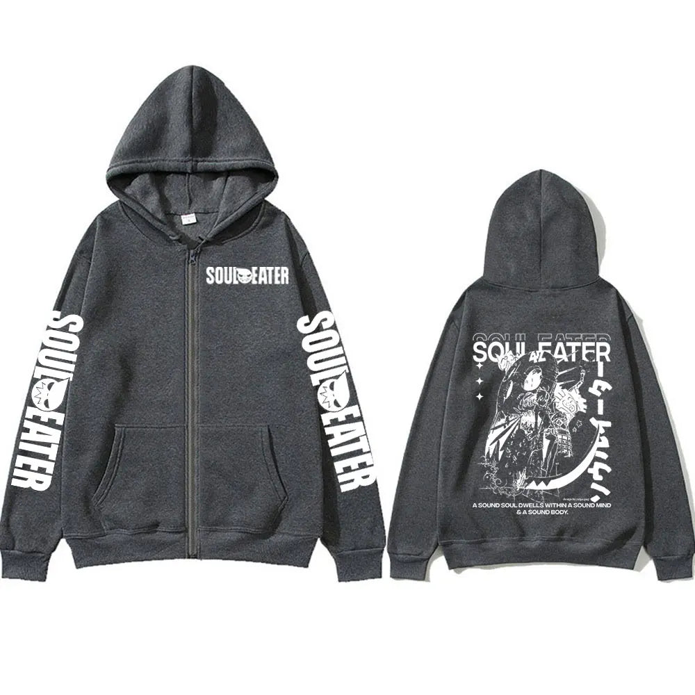 Anime MAKA ALBARN Soul Eater Zipper Hoodies Men Women Clothing Zip Up Sweatshirts Long Sleeves Pullovers Jacket Caots Streetwear