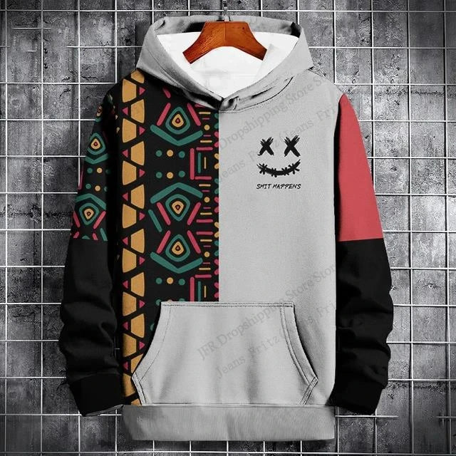 New Ethnic Geometric 3d Print Hoodie Men Women Fashion Gothic Patchwork Hoodie Sweatshirt Vintage Tracksuit Men Clothing Black