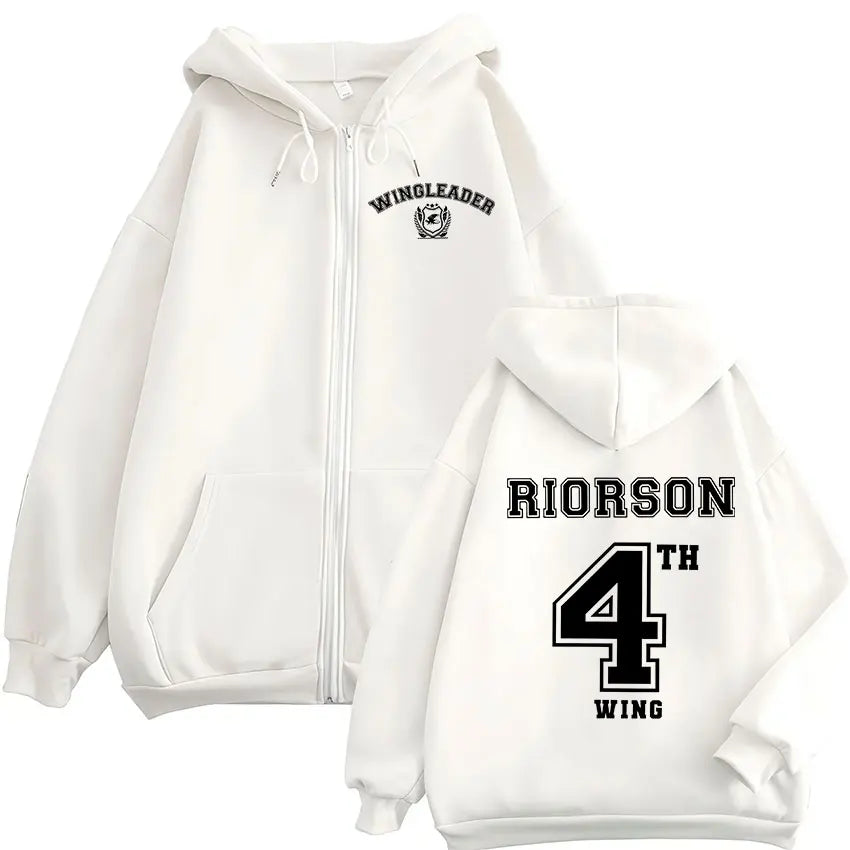 Wing Leader Xaden Riorson Zip Up Hoodie Basgiath War College Fourth Fans Coats Sweatshirt Men Women Casual Oversized Hooded