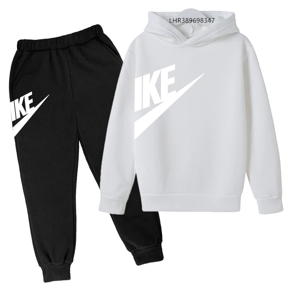 Children 3-12 Years Old Autumn Hoodie Long-sleeved Boys Girls Toddler Sports Coat Top+Pants Stylish Casual Sweatshirt Set