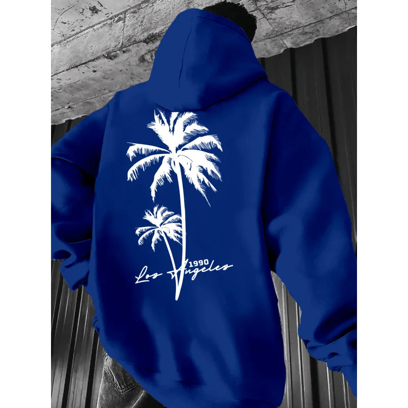 Coconut Tree Pattern Men's Fashion Printed Hooded Sweatshirt，Front and back printed hoodie, a fashionable and unique item