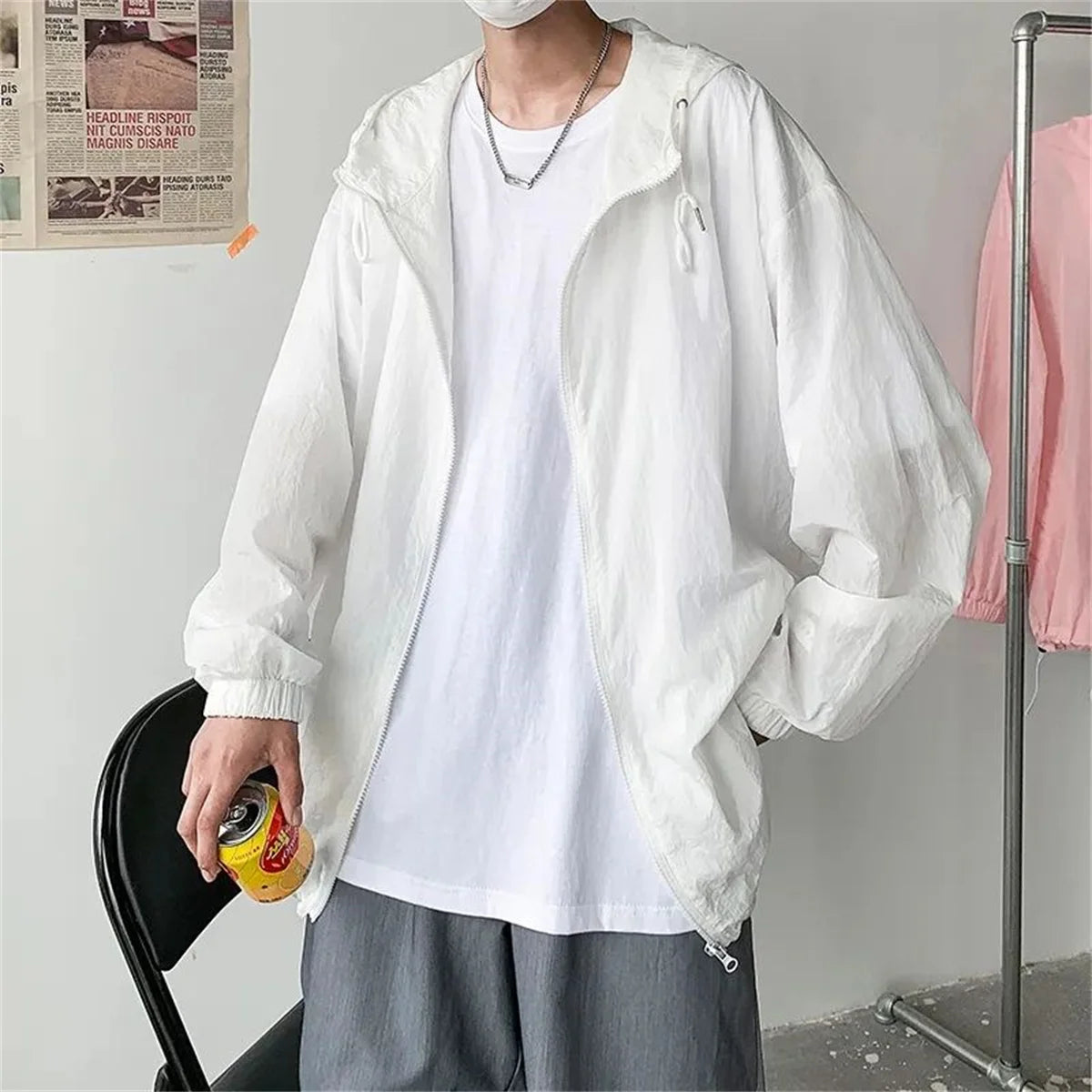 Men's Fashion New Clothing Modest Cover Up Summer Lightweight Breathable Loose Fit Outdoor Office Appropriate Sun Protection