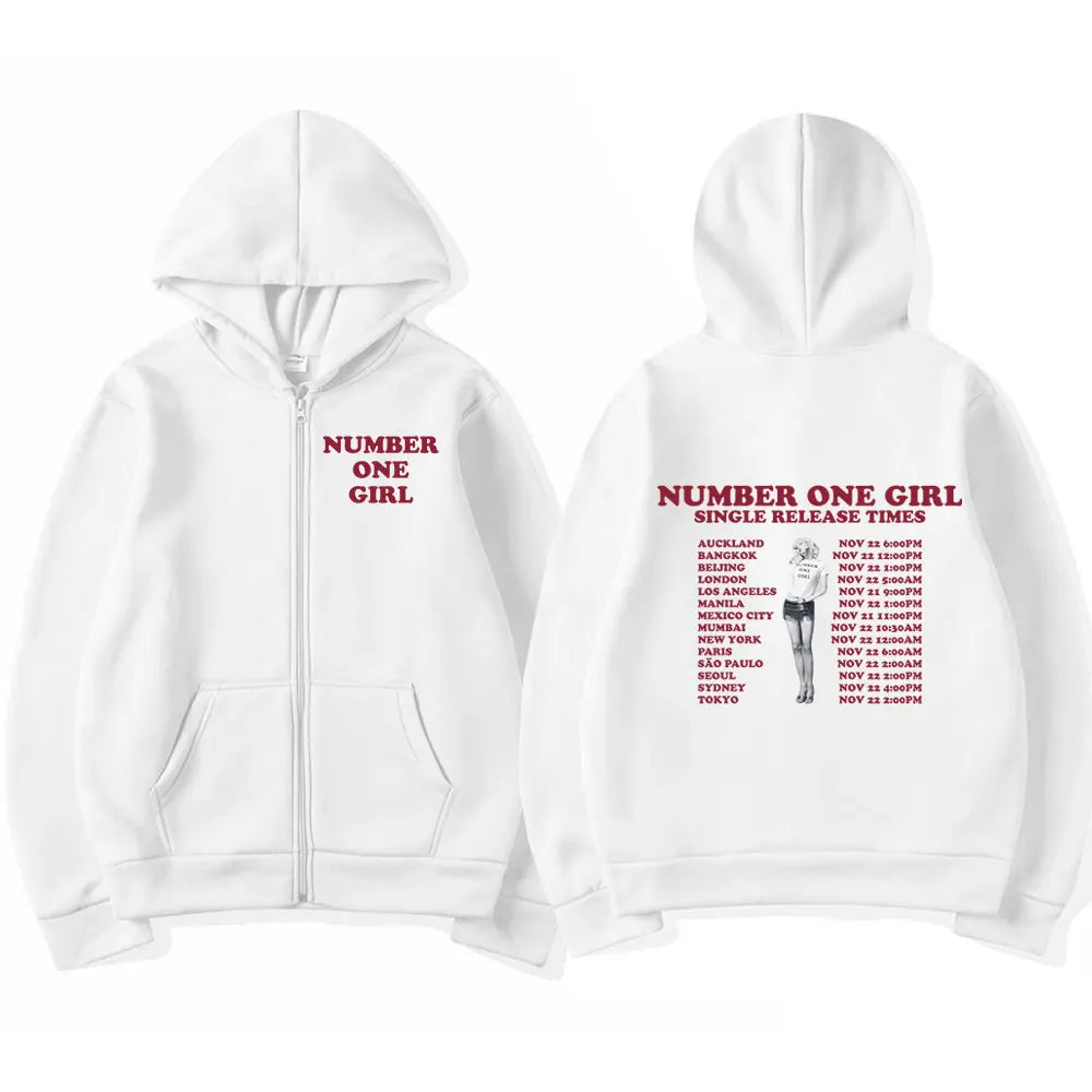 Rosé Number One Girl Album Zipper Hoodies Kpop Men Women Clothing Long Sleeve Zip Up Sweatshirts Fleece Oversized Pullovers Y2K