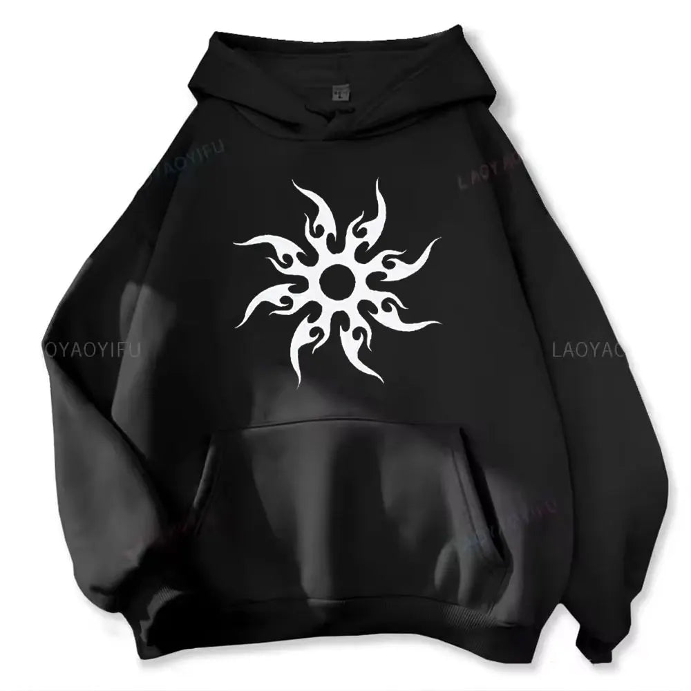 Men's hoodie with sun pattern print Harajuku hoodie fashionable and casual hoodie cartoon pattern top