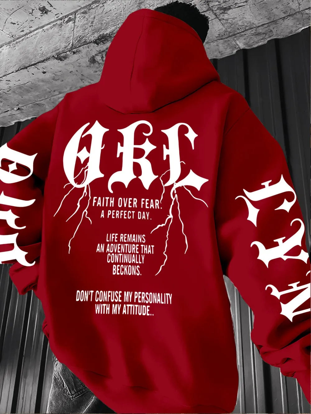 Gothic Font Versatile Street Men Women Pullover Hoodie Casual Loose Sport Hip-hop Y2K Autumn Winter Adult Sweatshirt Top Clothes