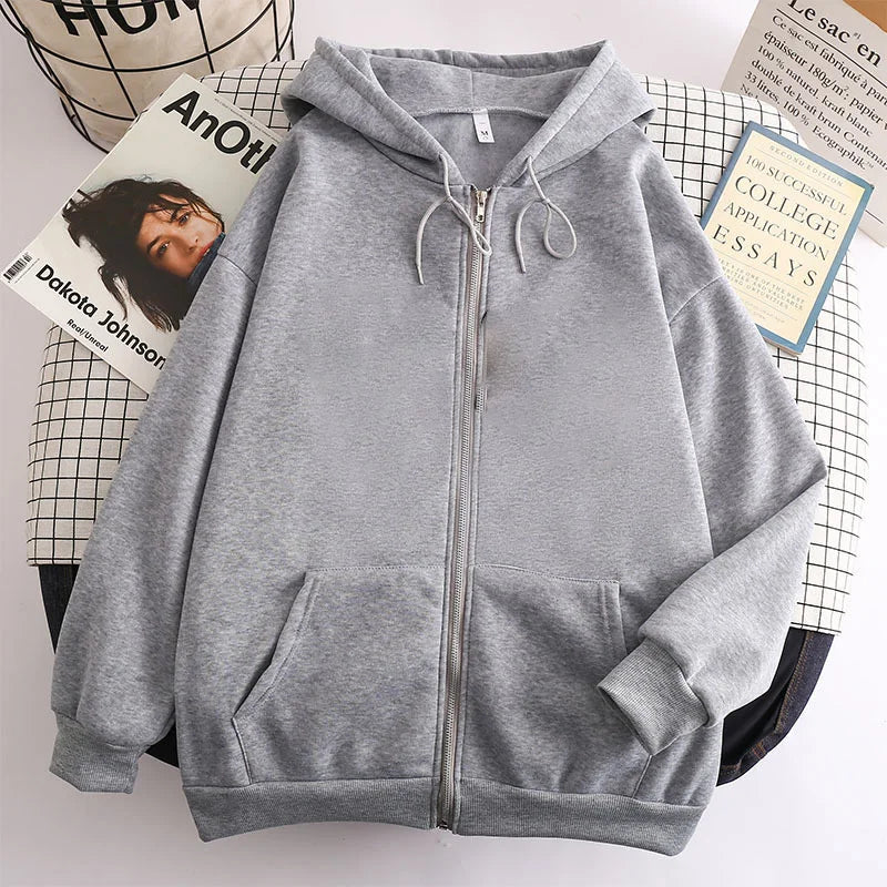 2025 High Street Hoodie Men Retro Zip Up Long Sleeve Loose Jacket Coats Harajuku Casual Gothic Hooded Sweatshirt Y2K Streetwear