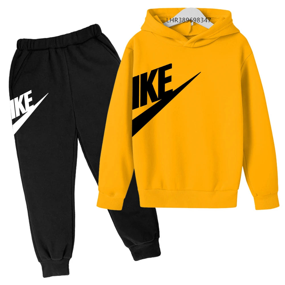 Children 3-12 Years Old Autumn Hoodie Long-sleeved Boys Girls Toddler Sports Coat Top+Pants Stylish Casual Sweatshirt Set