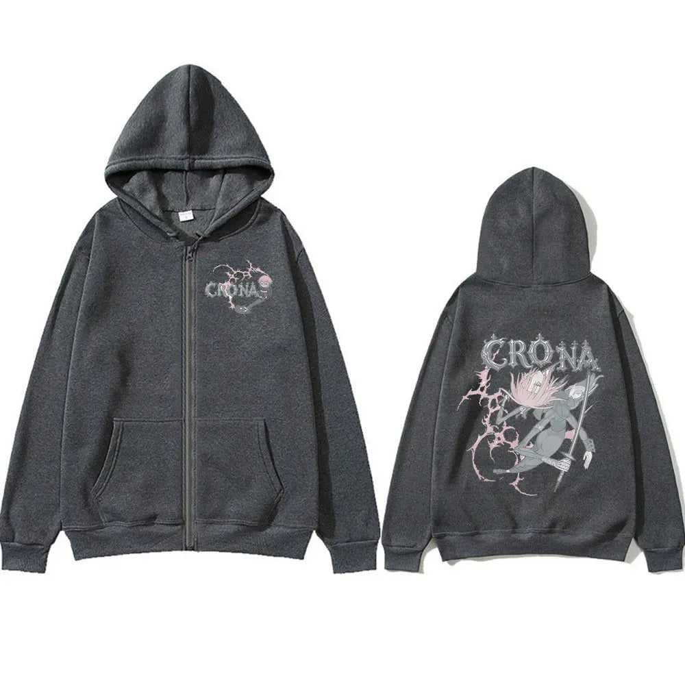 Japanese Anime Soul Eater Crona Zipper Hoodies Men Women Clothing Zip Up Hooded Sweatshirts Long Sleeves Pullovers Jacket Caots