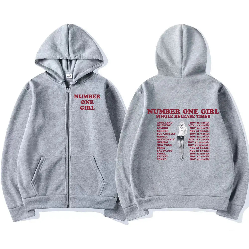 Rosé Number One Girl Album Zipper Hoodies Kpop Men Women Clothing Long Sleeve Zip Up Sweatshirts Fleece Oversized Pullovers Y2K