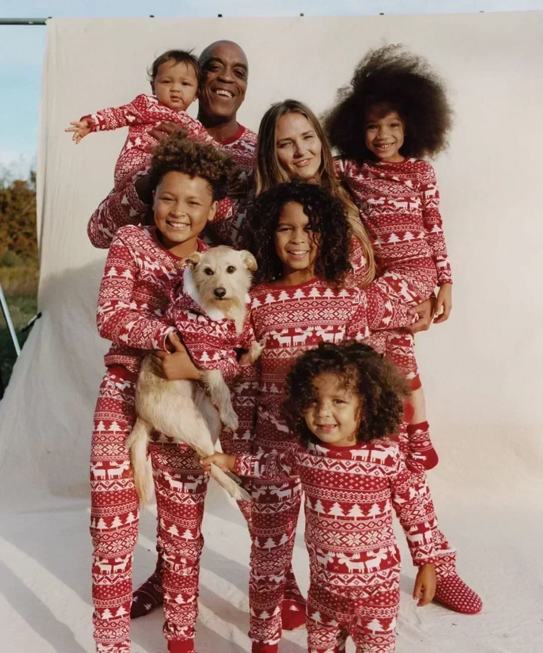 New Christmas Pajamas Set for Family Mother Father Kids Matching Clothing Baby&Dog Romper Pyjamas Xmas Look Loose Soft Outfits
