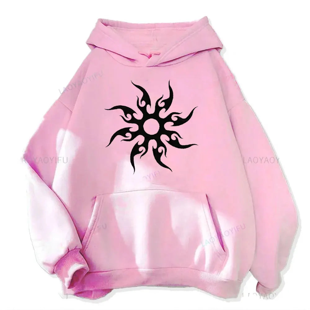 Men's hoodie with sun pattern print Harajuku hoodie fashionable and casual hoodie cartoon pattern top