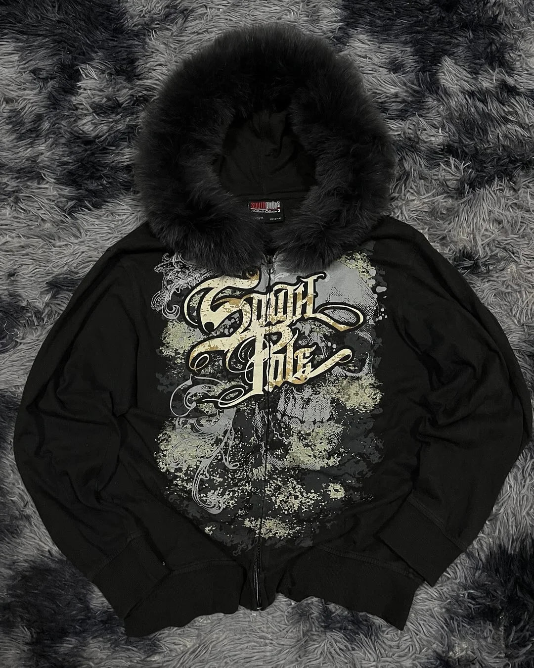 Y2K MMA Lint Sweatshirt Gothic Vintage Pattern Oversized Hooded ZipUp Sweatshirt Trend Men Women Fashion Casual Streetwear