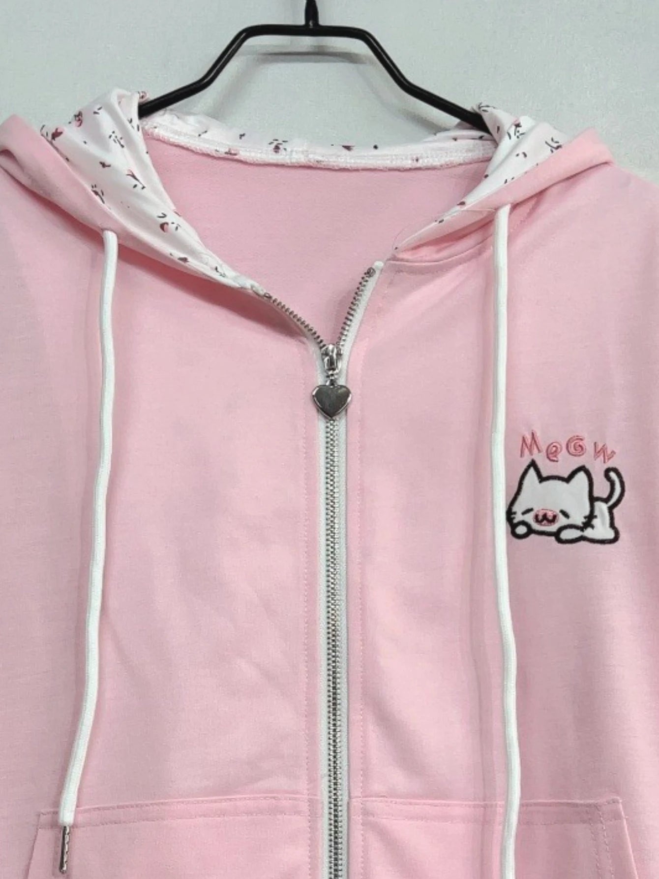 Women Pink Cutecore Hoodie Jacket Y2K Fashion Harajuku Cat Zip Up Long Sleeve Oversized Hooded Sweatshirt Cute Coat Clothes