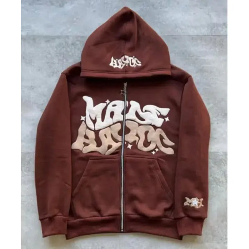 Hoodies Men's Sweatshirt 2026 Street Fashion Gothic Punk Hip-Hop Zipper Print Hooded Sweatshirt Hoodie Sweatshirt Man's Clothing
