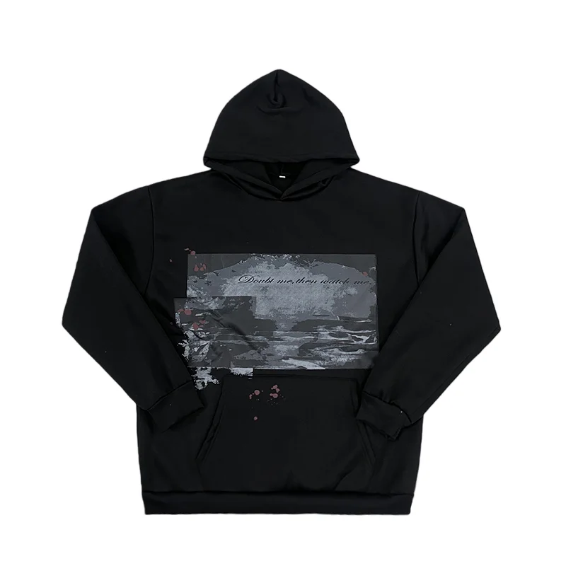 Men's Spring Retro Hoodie Loose Fit Letter Print Fashion Street Punk Top American Style