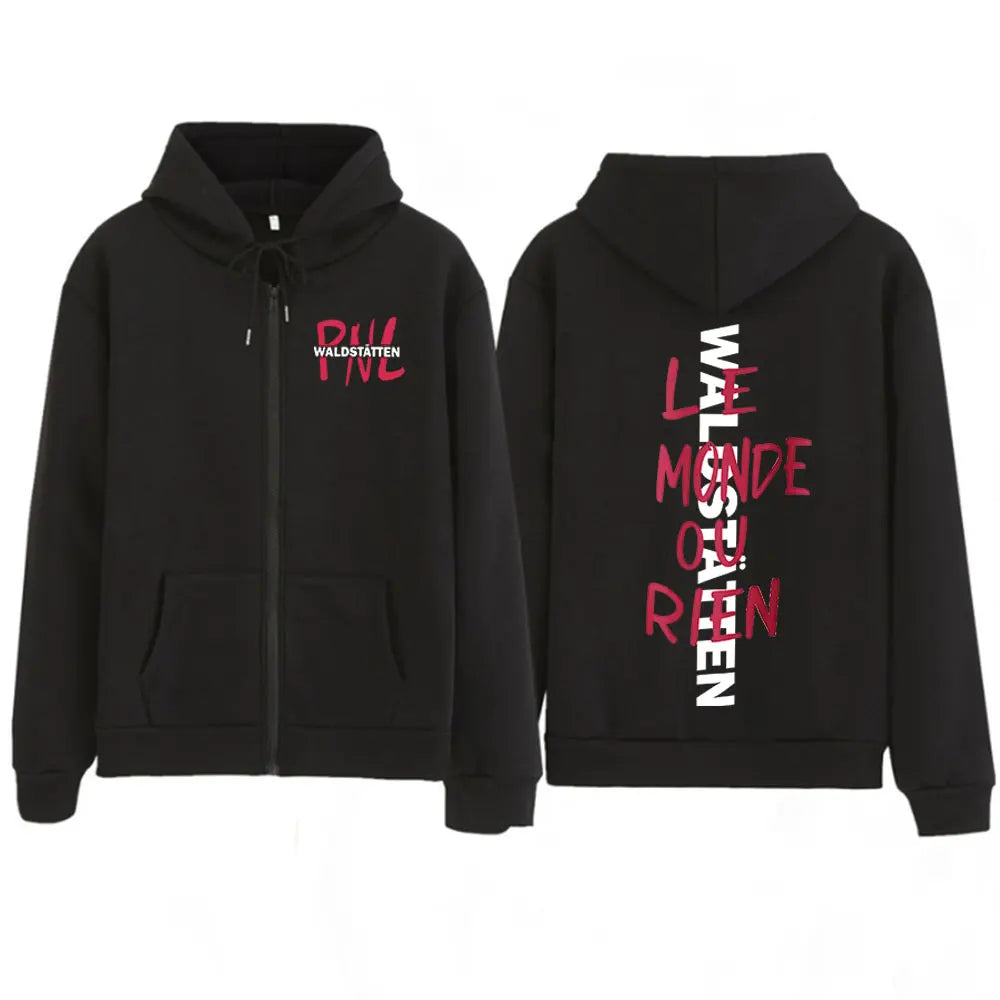 Rapper PNL Que La Famille Le Monde Chico Album Zipper Hoodies Men's Women Fashion Hip Hop Long Sleeve Zip Up Sweatshirts Jackets