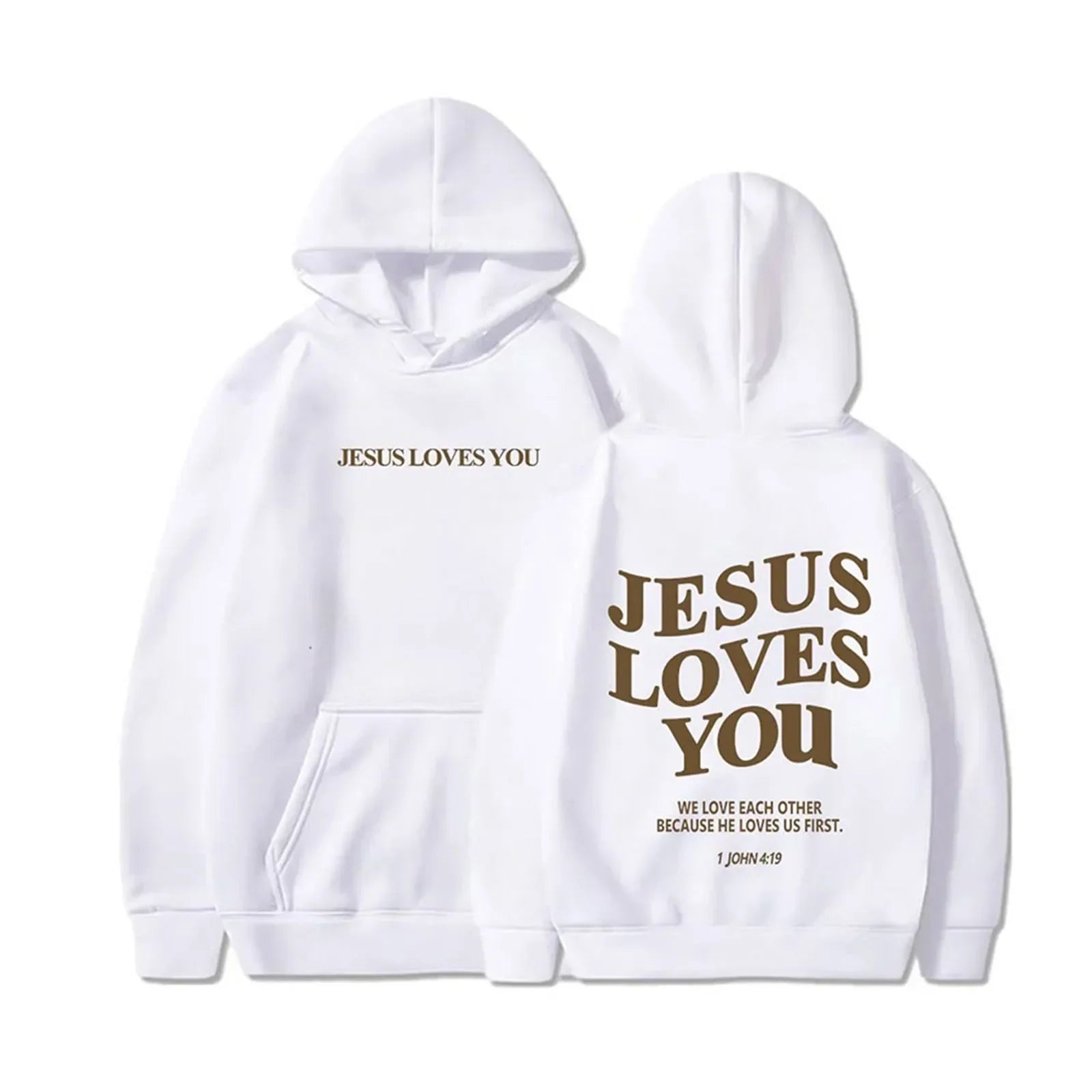 Jesus Loves You Print Pullover Hoodies Women's Hoodie Autumn Winter Men Streetwear Sweatshirt Unisex Hooded Tops Hooded Clothes