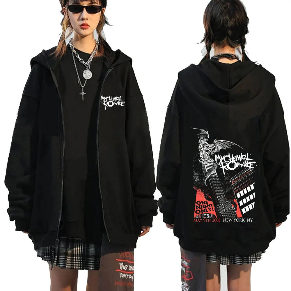 Rock Band My Chemical Romance Mcr Dead Zipper Hoodie Black Parade Punk Emo Zip Up Sweatshirt Men Fashion Vintage Hip Hop Hoodies