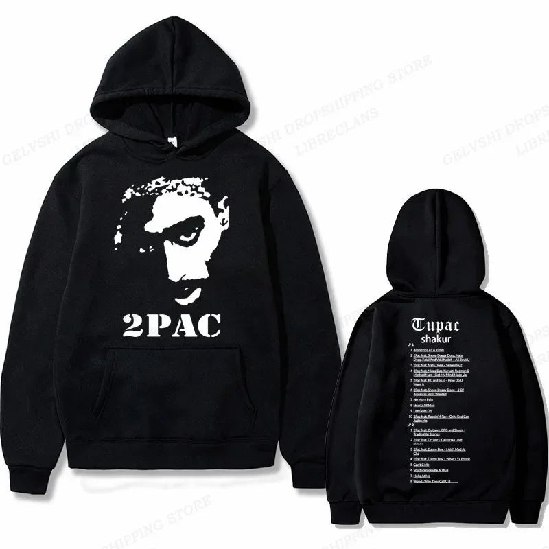 Tupac 2pac Graphic Hoodie Men Clothing Fashion Oversized Hip Hop Comfortable Autumn Winter Sweatshirt Male Casual Fleece Hoodies