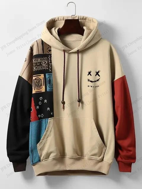 New Ethnic Geometric 3d Print Hoodie Men Women Fashion Gothic Patchwork Hoodie Sweatshirt Vintage Tracksuit Men Clothing Black