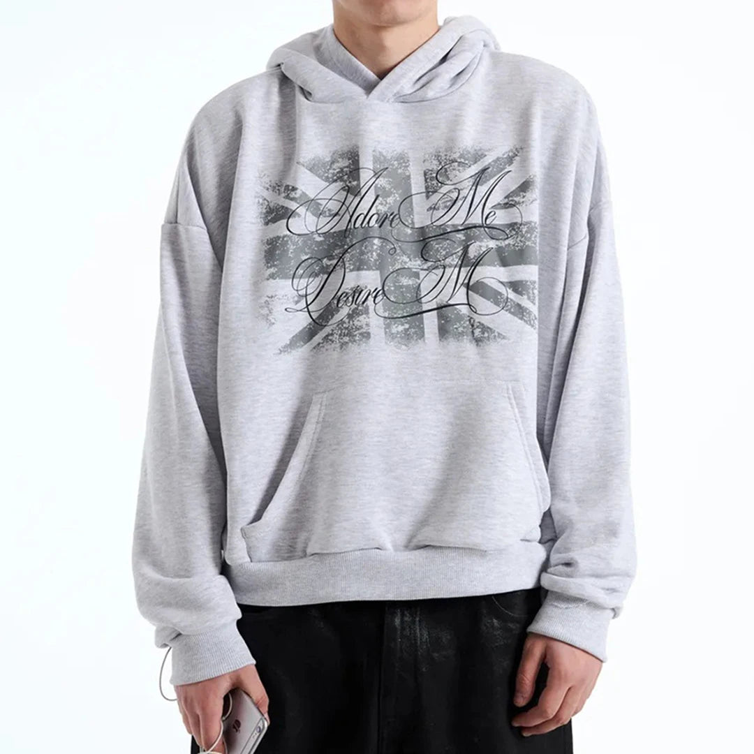 2026 new men's and women's retro streetwear hoodie with geometric print long sleeved pullover sweatshirt