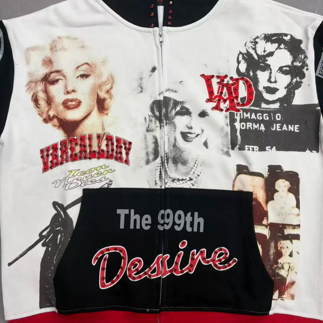 High-Quality Fashionable Loose-Fitting Color-Blocked Rhinestone Zipper Cardigan Sweatshirt Made of Pure Cotton Terry Fabric with Rhinestone Zipper Hoodie