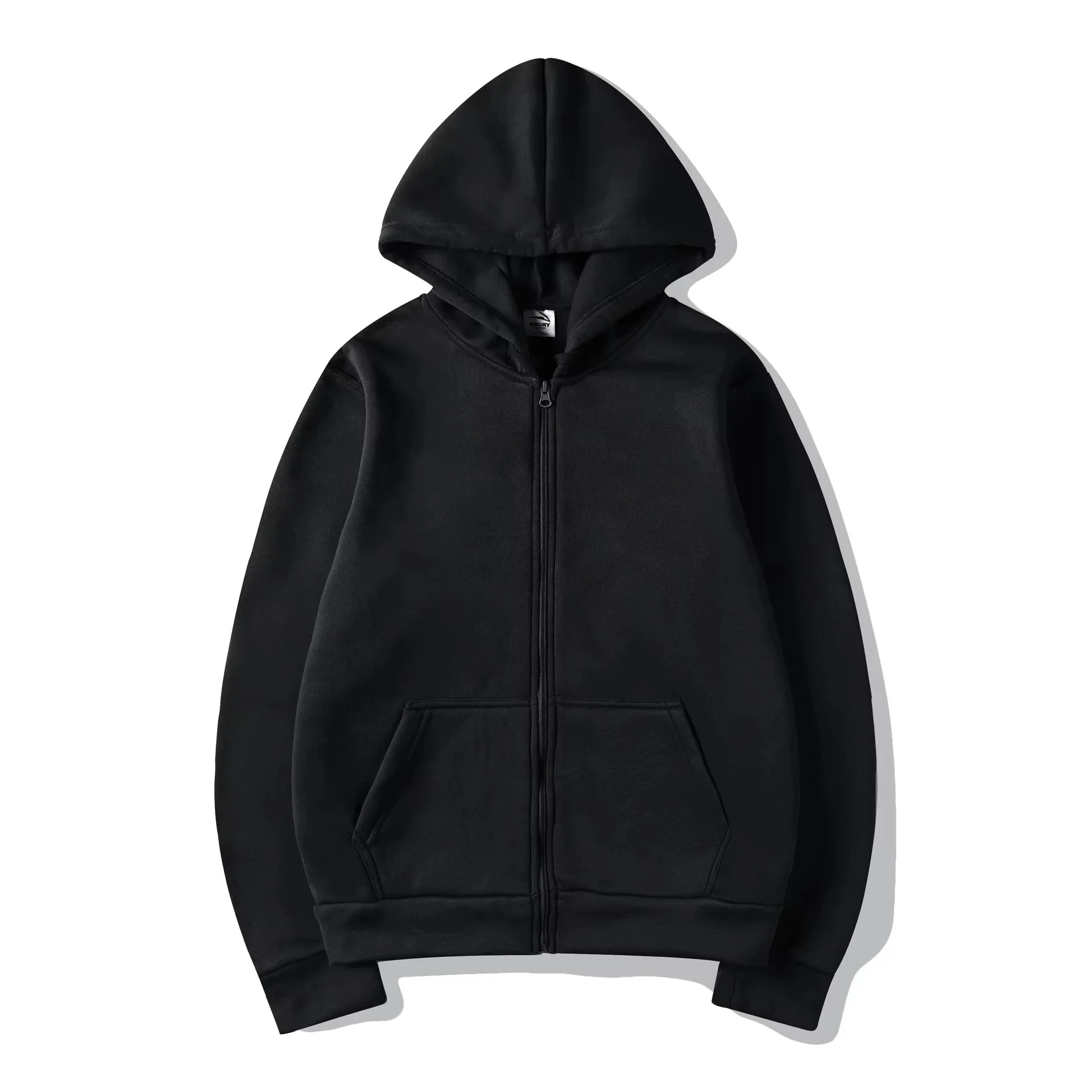 Solid color, smooth finish zip-up hoodie autumn/winter unisex long-sleeved sweatshirt simple stylish and casual wear
