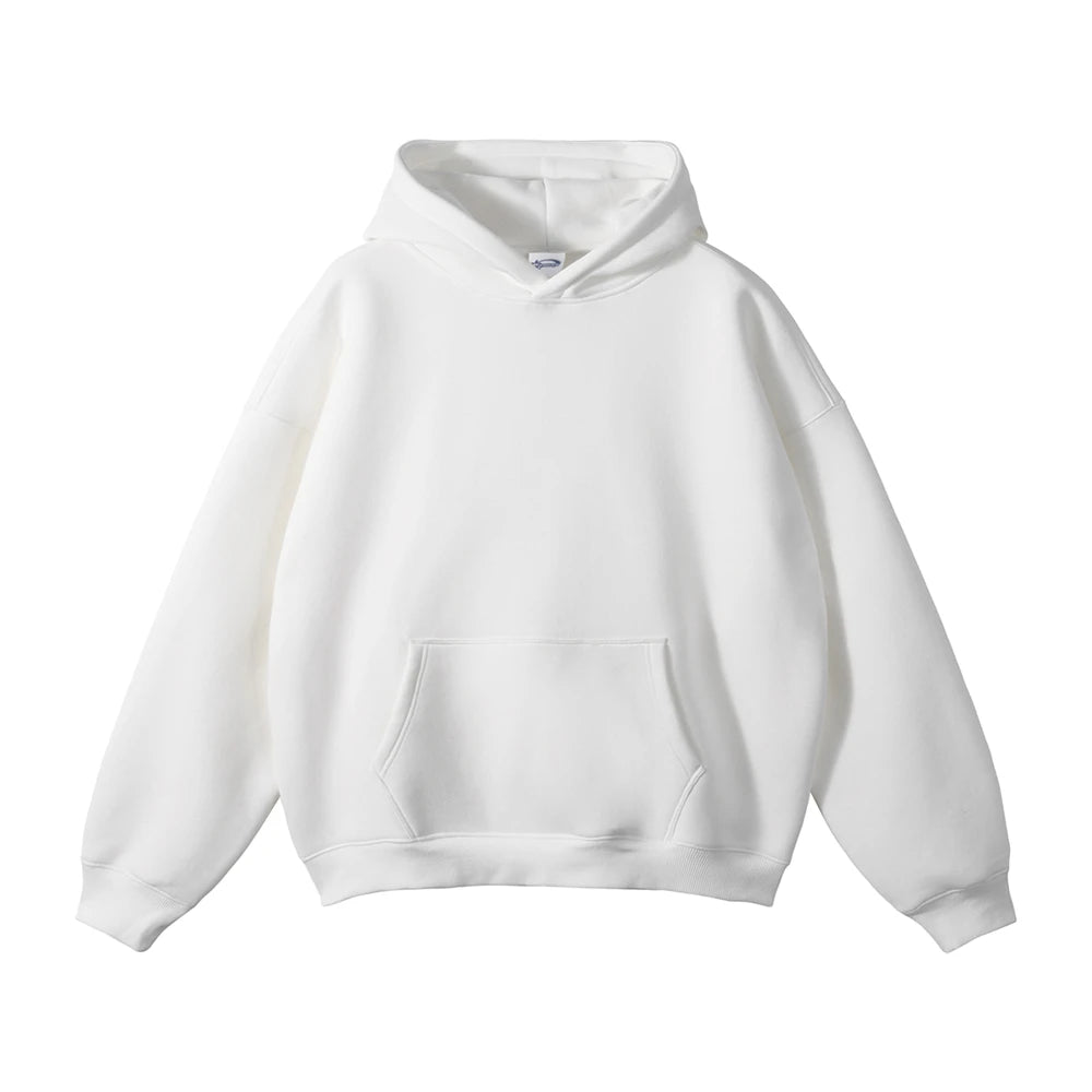 ZODF New Thick 350gsm Fleece Hooded Hoodies For Men Unisex Winter Oversized Loose Basic Solid Sweatshirts Pullovers Coats HY0631