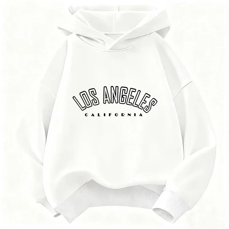 Fall children's casual hooded sweatshirt, fashionable and trendy Los Angeles letter print comfortable and breathable coat top