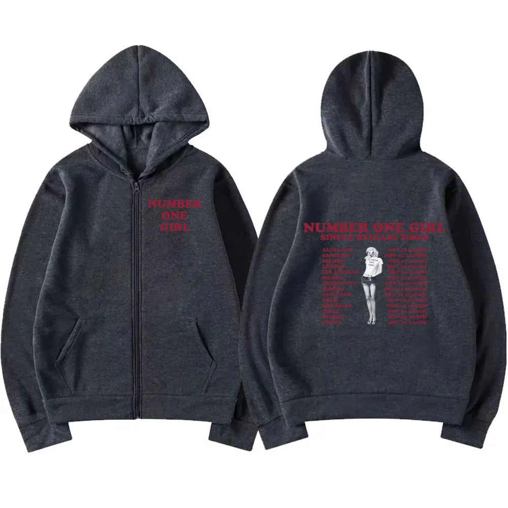 Rosé Number One Girl Album Zipper Hoodies Kpop Men Women Clothing Long Sleeve Zip Up Sweatshirts Fleece Oversized Pullovers Y2K