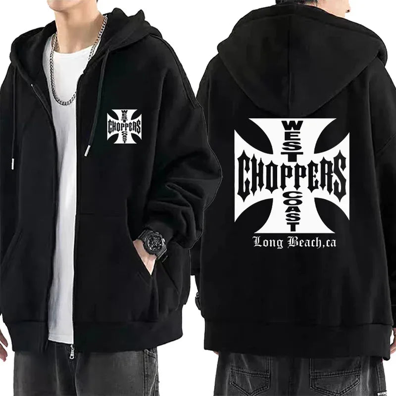 Paul Walker shirt West Coast Choppers retro printed hoodie men's fashion top hip-hop jacket zipper jacket hot selling streetwear