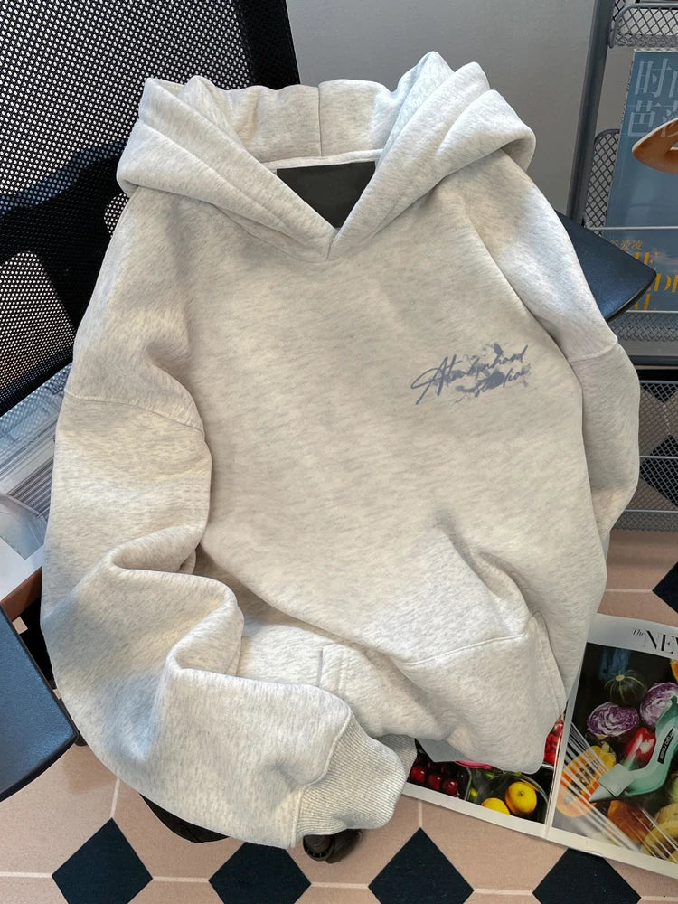 Letter Rose Print Hoodie Men Women Outdoor Street Sports Casual Fashion Trend Long-sleeve Sweatshirt Autumn Winter Top Clothes