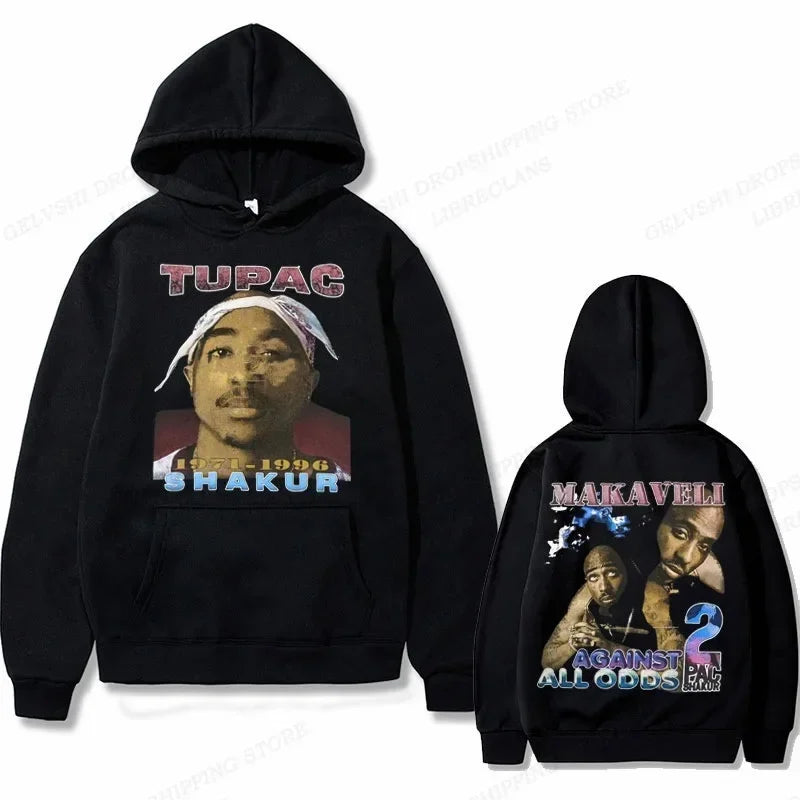 Tupac 2pac Graphic Hoodie Men Clothing Fashion Oversized Hip Hop Comfortable Autumn Winter Sweatshirt Male Casual Fleece Hoodies