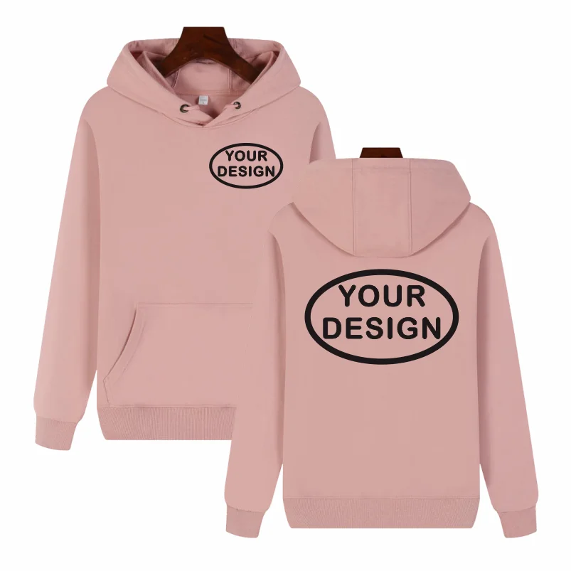 Customized Hooded Sweatshirt With LOGO Printing Embroidery Personalized Photos Casual 100% Pure Cotton And Plush Thick Pullover