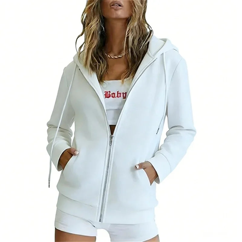 spring autumn Fashion zipper Women Hooded Sweatshirt cardigan Daily Long Sleeve tops Casual large size Hoodies Women Sweatshirt