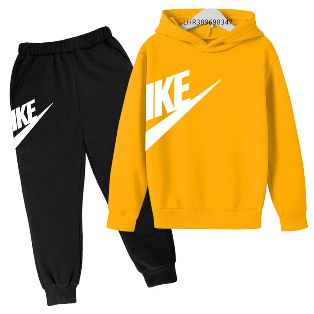 Children 3-12 Years Old Autumn Hoodie Long-sleeved Boys Girls Toddler Sports Coat Top+Pants Stylish Casual Sweatshirt Set