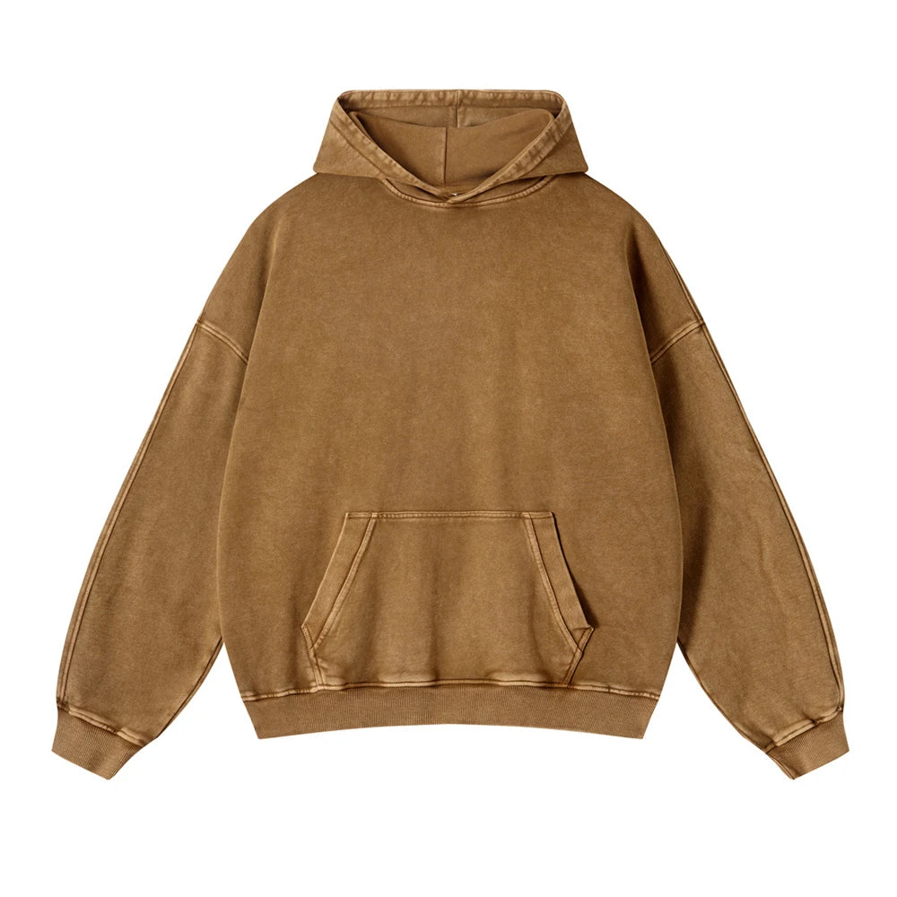 ZODF Vintage Batik Washed 420gsm Cotton Hoodies For Men Unisex Heavyweight Loose Hip Hop Hooded Sweatshirts Pullovers HY0696