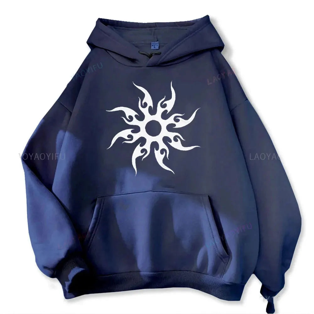 Men's hoodie with sun pattern print Harajuku hoodie fashionable and casual hoodie cartoon pattern top
