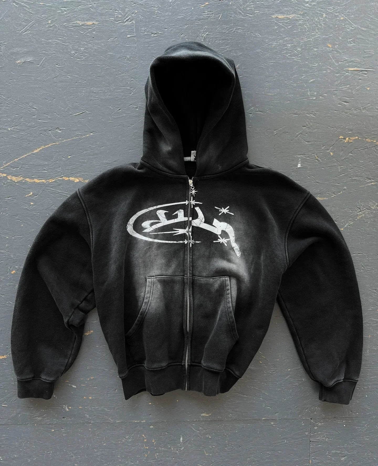 Fashion Vintage  Print Zip Up Hoodie Y2k New Harajuku Hip Hop Long Sleeve Coats Loose Hooded Sweatshirt Men and Women Streetwear