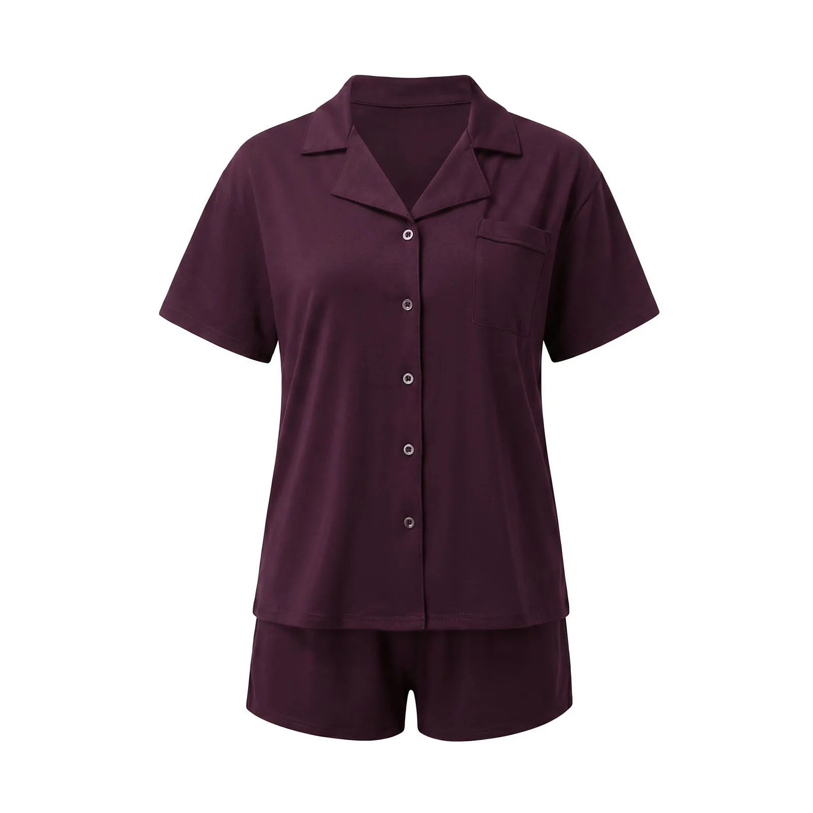 Hirigin Soft Loungewear Sleepwear 2 Piece Set Women Short Sleeve Button Down Pajama Set and Shorts For Home Casual Nightwear