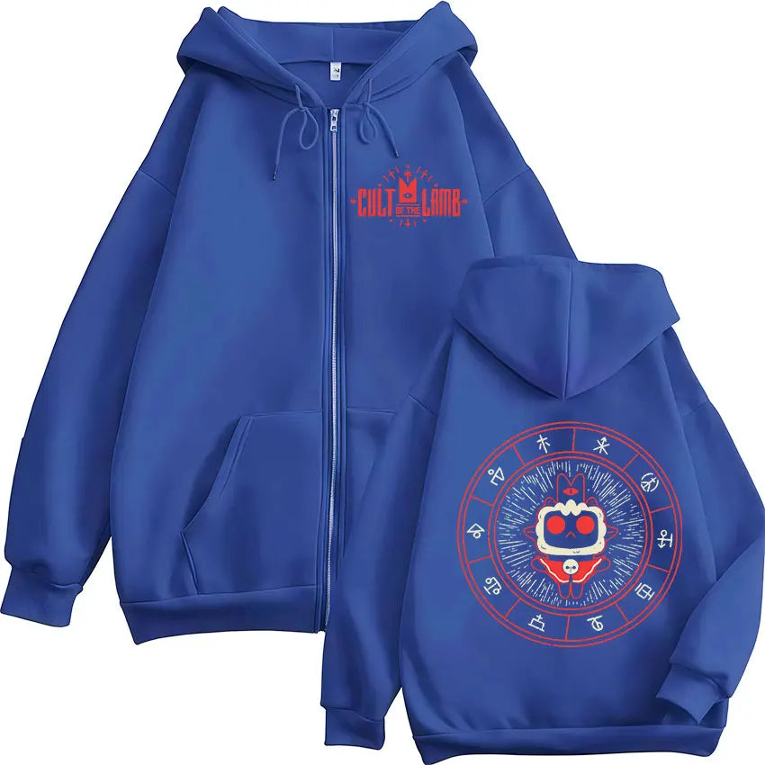 2026 Game Cult of The Lamb Zipper Hoodie Men Women Vintage Long Sleeve Fashion Jacket Sweatshirt Fleece Coats Oversized Hoodies