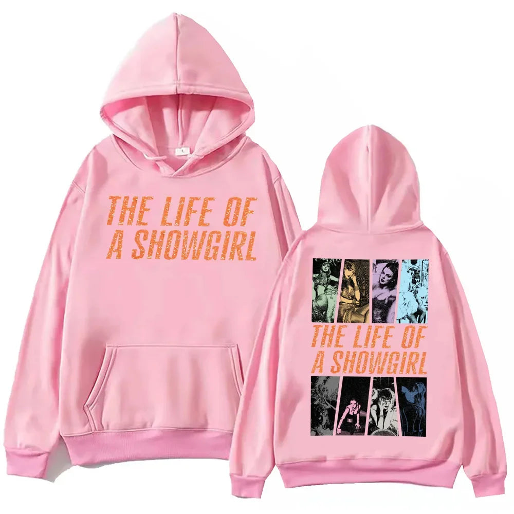 A men's hoodie with a printed pattern of Harajuku street dance from "The Life of a Musical Girl" by Subra Regalo