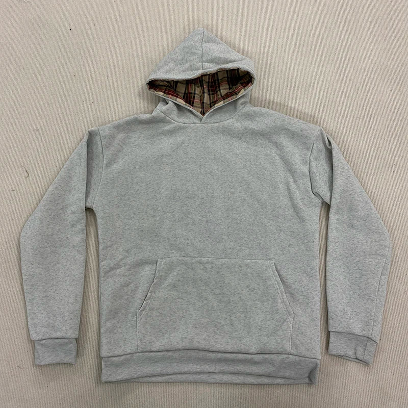 Unisex American Hip-Hop Plaid Print Loose Hoodie Y2K Pullover for Autumn Winter Men Women