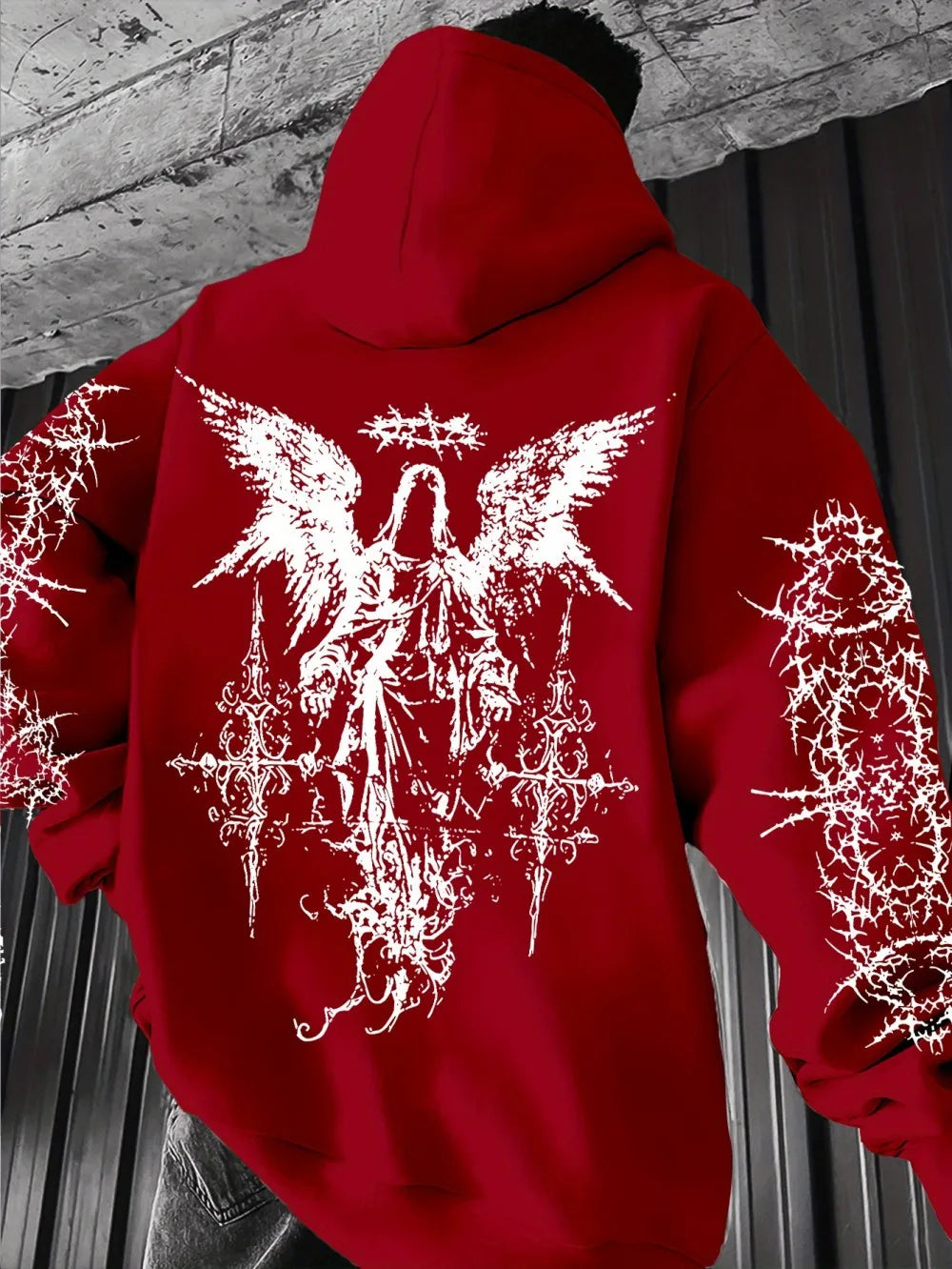 Gothic Style Angel Print Hoodies Men Women Outdoor Street Casual Sport Trend Hip-hop Couple Long-sleeve Autumn Winter Sweatshirt
