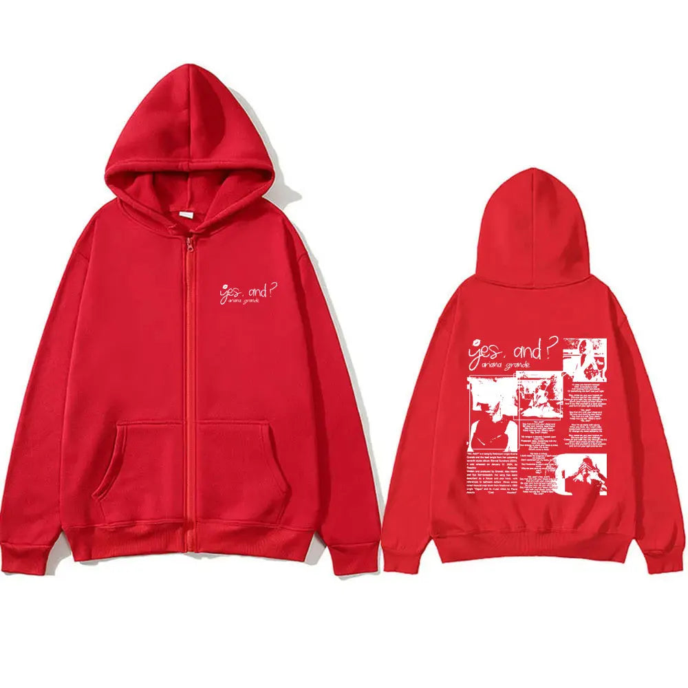 Ariana Grande Zip Hoodie Unisex Oversized Zip Sport Unisex Fashion Hip Hop Zip Jacket Cotton Fleece Fabric