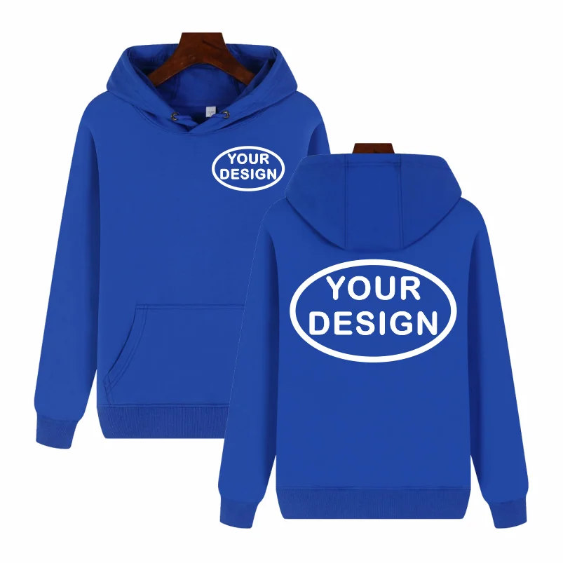 Customized Hooded Sweatshirt With LOGO Printing Embroidery Personalized Photos Casual 100% Pure Cotton And Plush Thick Pullover