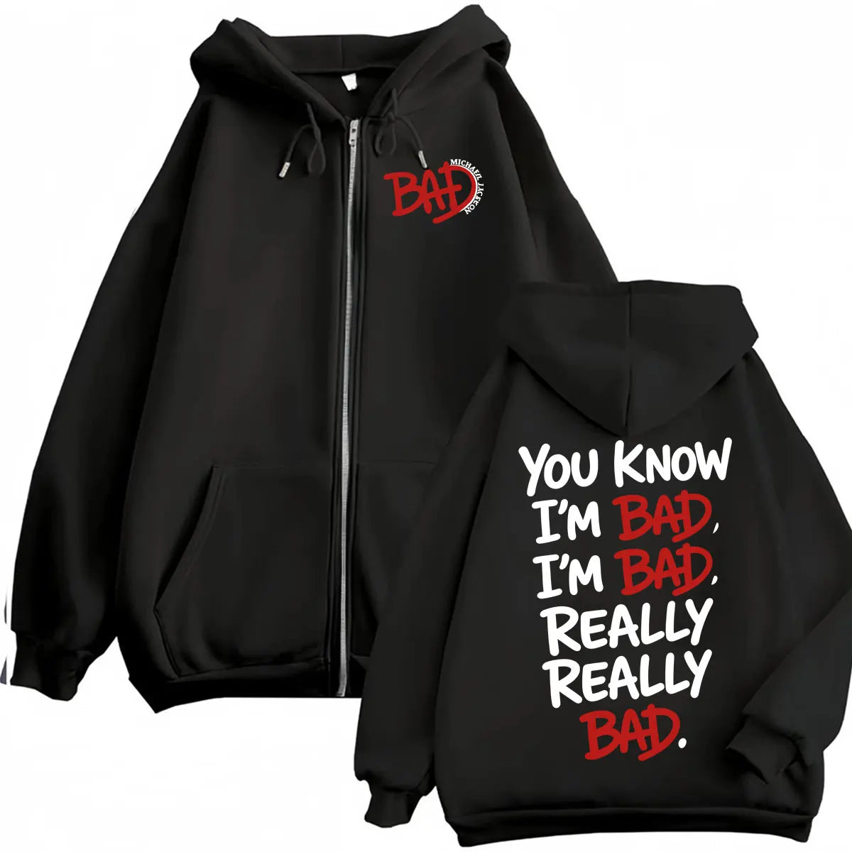 King of Pop Michael Jackson Bad Tour Zip Up Hoodies Men Women Harajuku Fashion Jacket Sweatshirts Casual Fleece Zipper Pullovers